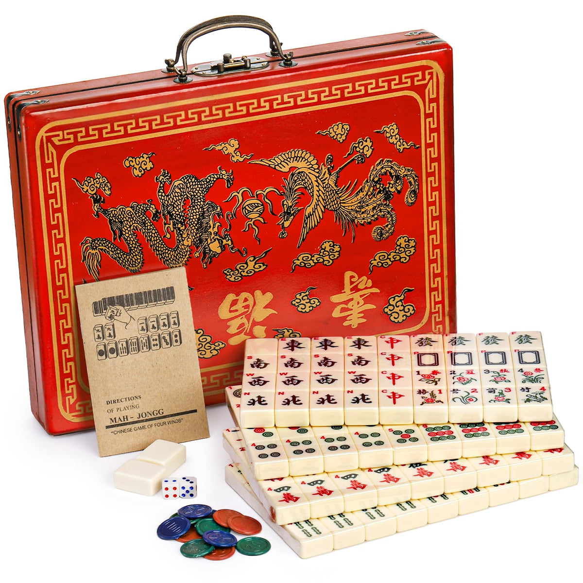 Cedilis Chinese Mahjong ivory tiles close-up showing clear engravings for easy reading