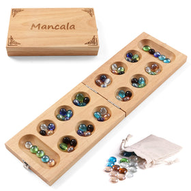 Ceebyfa Mancala folding rubber wood board for portable family play
