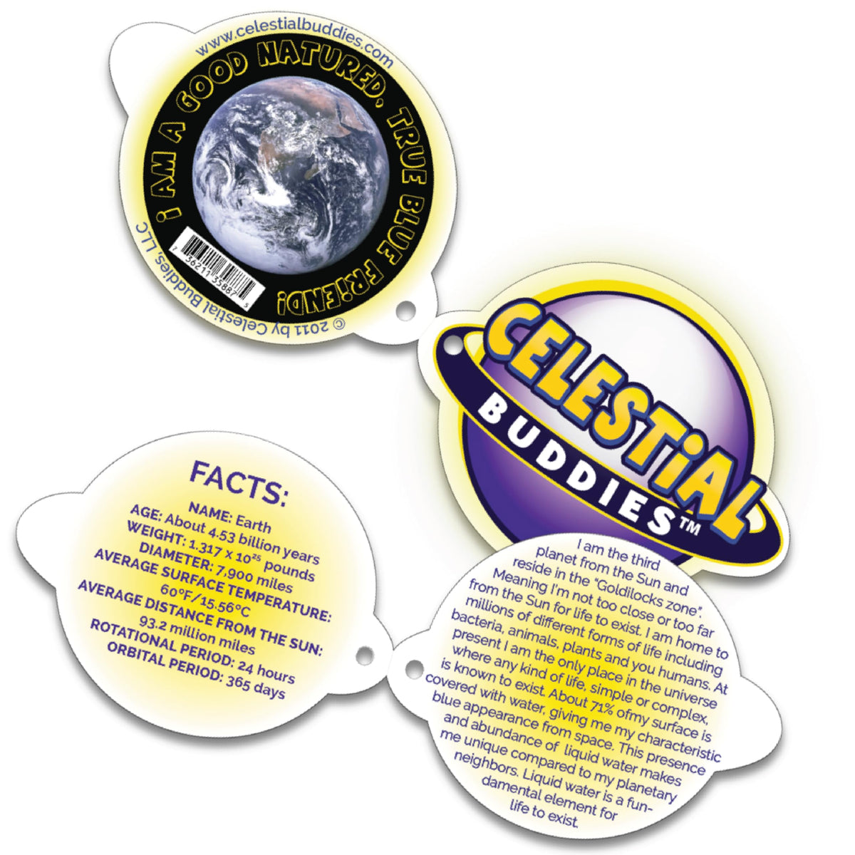 Celestial Buddies Earth Buddy gift-ready packaging for space fans.