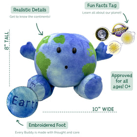 Celestial Buddies Earth Buddy surface detail highlights planet textures for exploration.