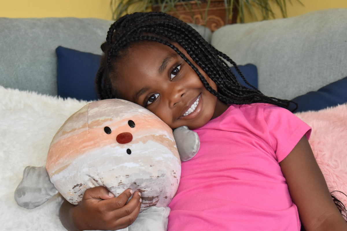 Jupiter Buddy's soft fabric invites gentle snuggles during storytime and cuddles.