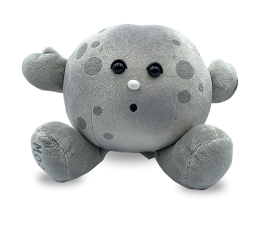 Celestial Buddies Moon Buddy crater-detail close-up for imaginative play and cozy cuddles.