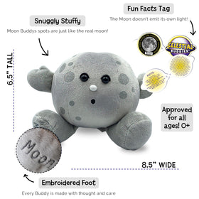 Celestial Buddies Moon Buddy embroidered-face charm for kid-friendly storytelling and bedtime glow.