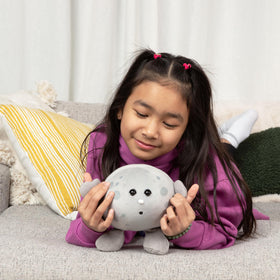 Celestial Buddies Moon Buddy soft-plush texture ideal for hugs and screen-free moments.