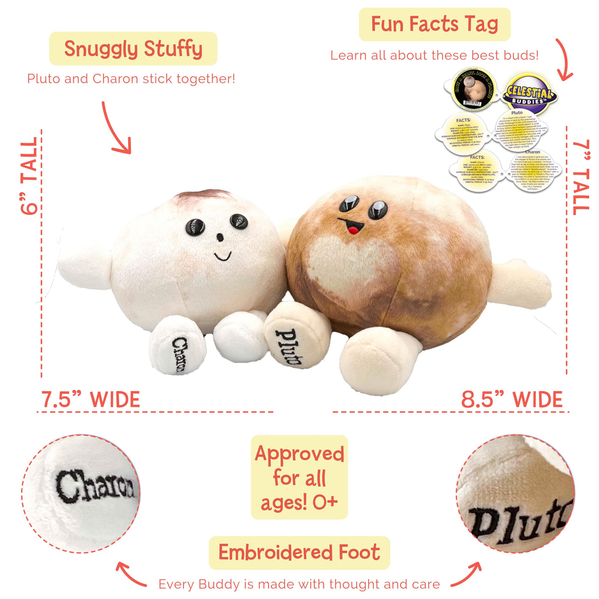 Celestial Buddies Pluto and Charon Buddy with heart pattern detail for charm