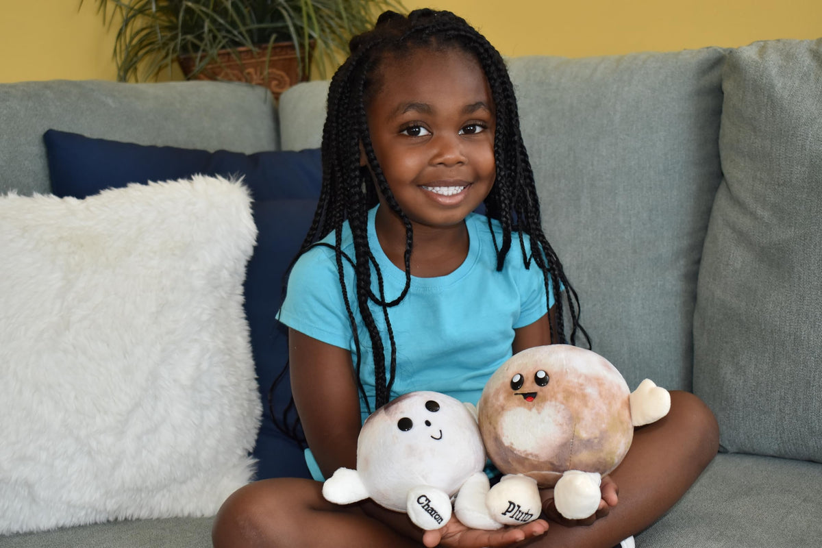 Celestial Buddies Pluto and Charon Buddy in a cozy bedtime scene for kids