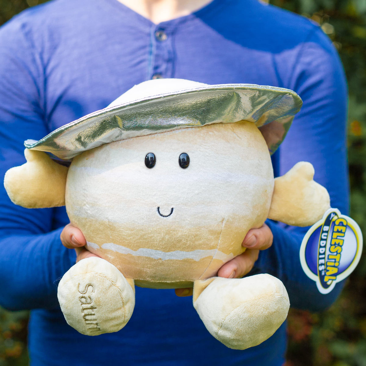 Saturn Buddy's 12-inch huggable size is perfect for comfort and decor.