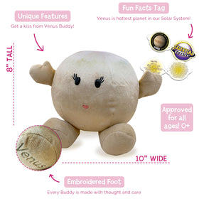 Venus Buddy plush with heart-shaped mouth for a friendly look.