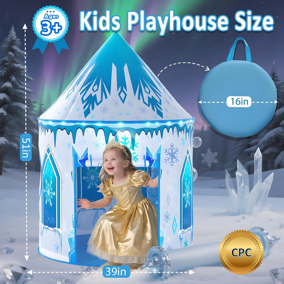 Celontry girls frozen play tent open entrance for easy access