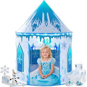 Celontry girls frozen play tent top view, magical blue castle design for imaginative play