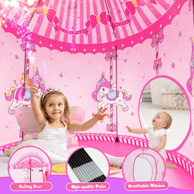 Celontry princess castle tent with breathable mesh windows for airy, supervised play.