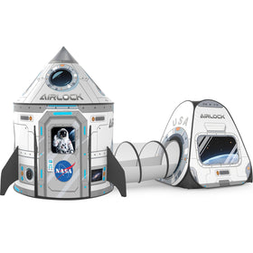 Celontry rocket play tent exterior features a space theme for imaginative play.