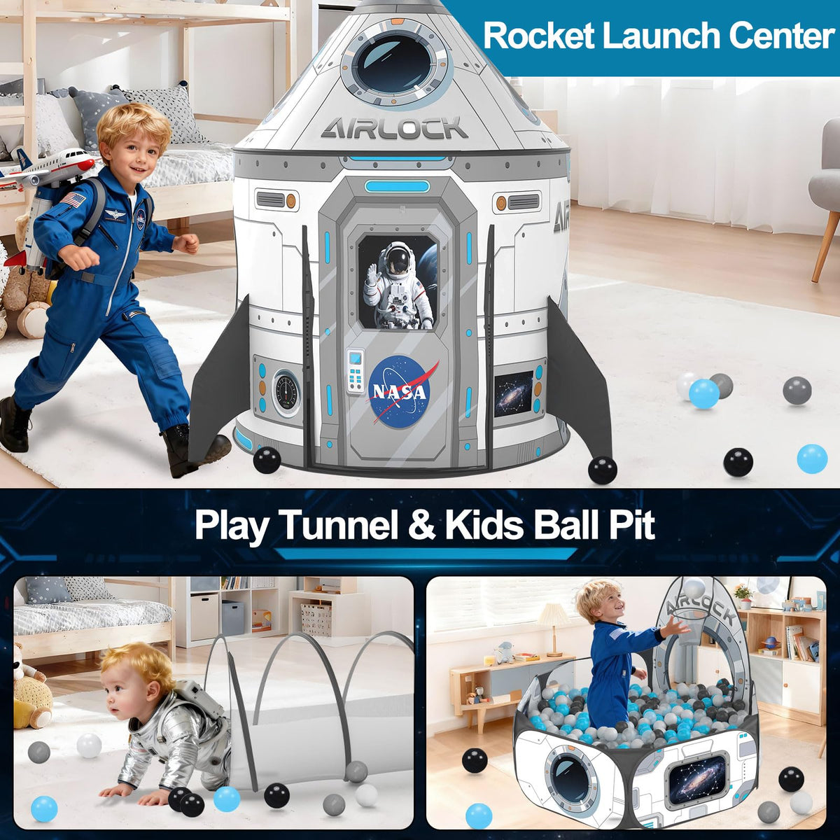 Celontry Space-themed playhouse suitable for indoor and outdoor parties