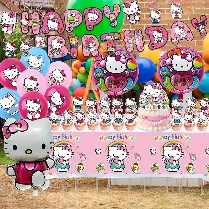 Celunhasev Hello Kitty balloons create a festive backdrop for celebrations