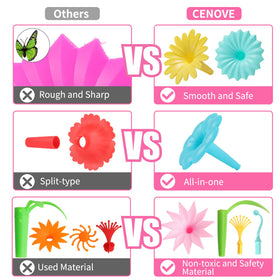CENOVE matching and sorting flowers support early cognitive and motor development.