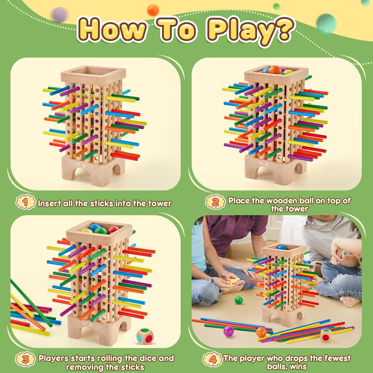 Centtechi board features a leaning tower centerpiece for playful stacking