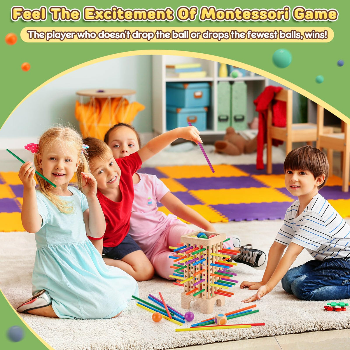 Centtechi wooden sticks brightly colored for engaging hands-on play and concentration