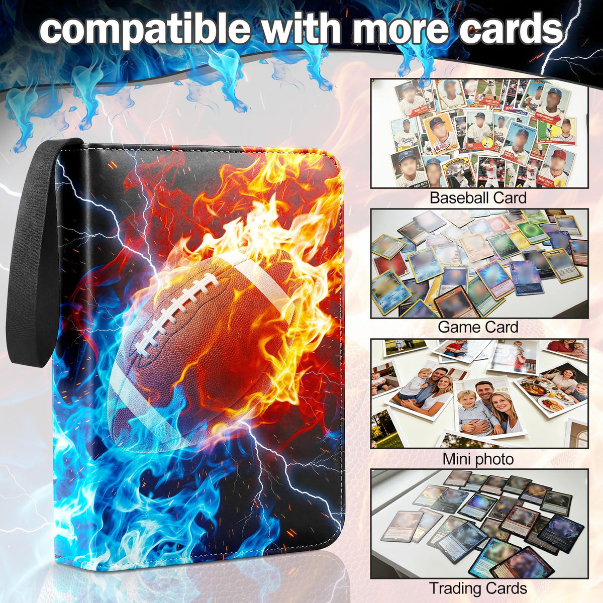 CenviaLuxy football card binder reinforced zipper protects from moisture
