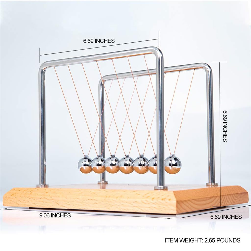CERROPI Newtons Cradle close-up of polished steel balls.
