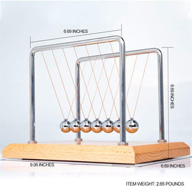 CERROPI Newtons Cradle close-up of polished steel balls.