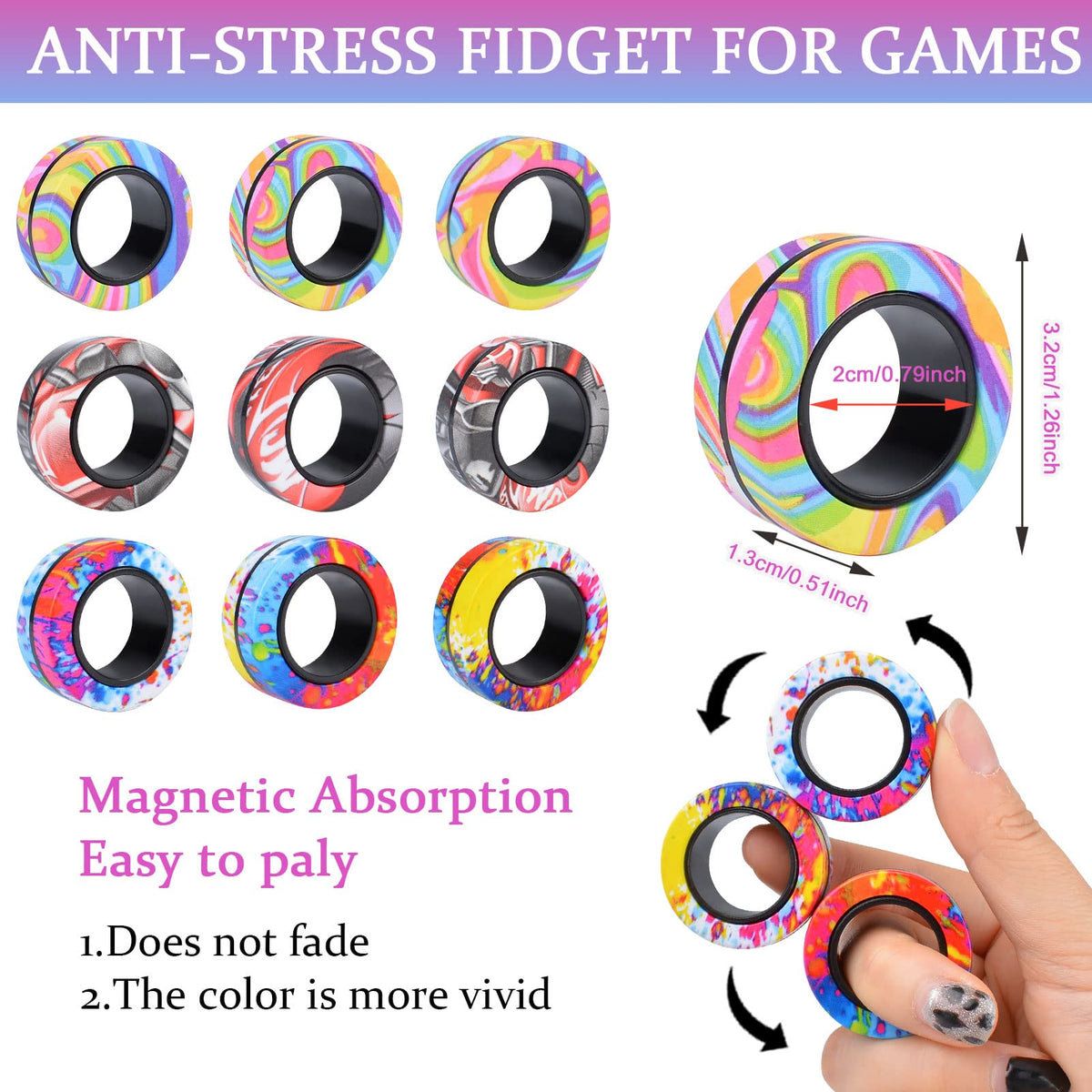 Cevioce anti-stress rings in action help calm nerves at work or study.