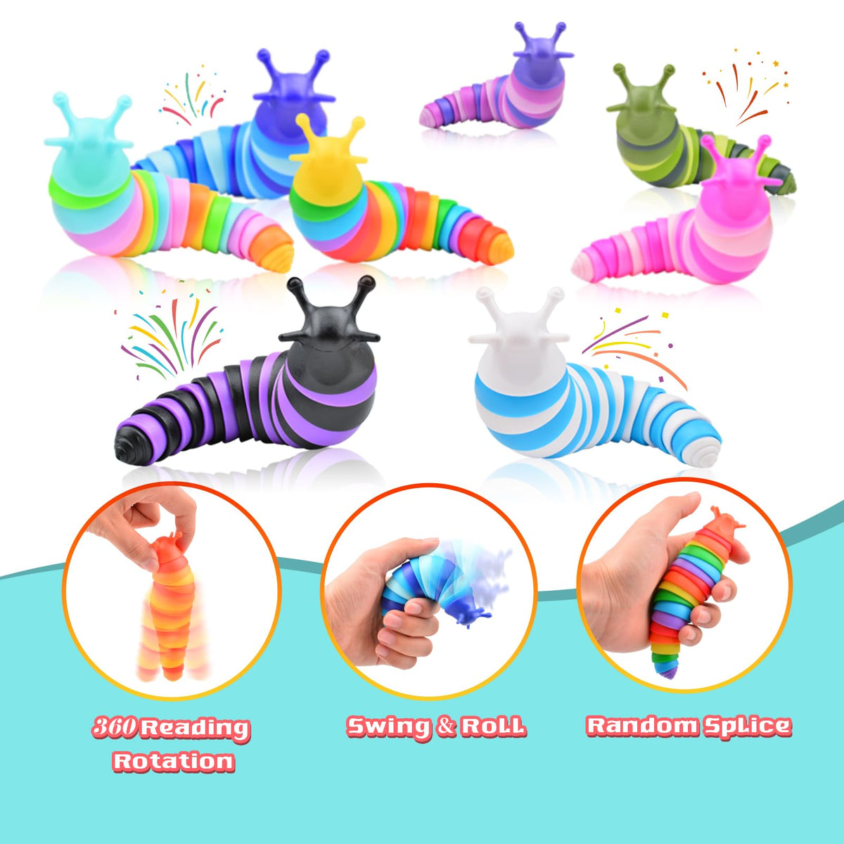 Cevioce slug in bright colors shown as party favors for group fun.