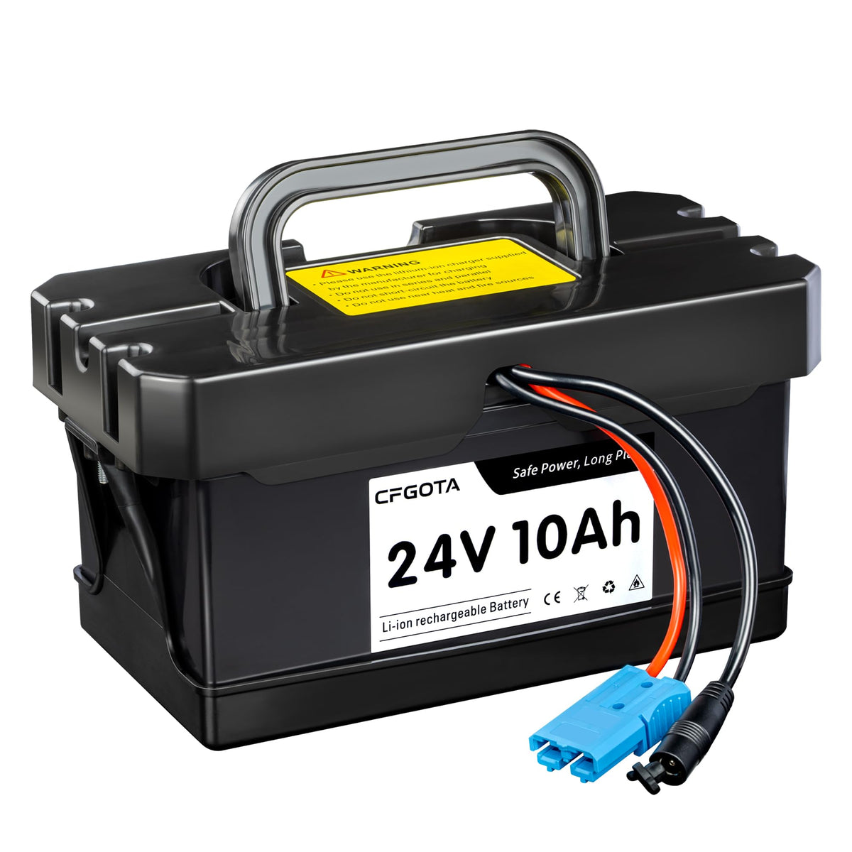 CFGOTA 24V 10Ah battery pack front view, compact and lightweight power for ride on toys