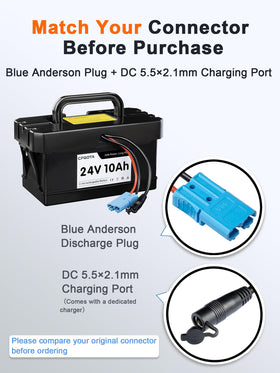 CFGOTA 24V 10Ah battery with charger included for easy daily topups and reliable playtime