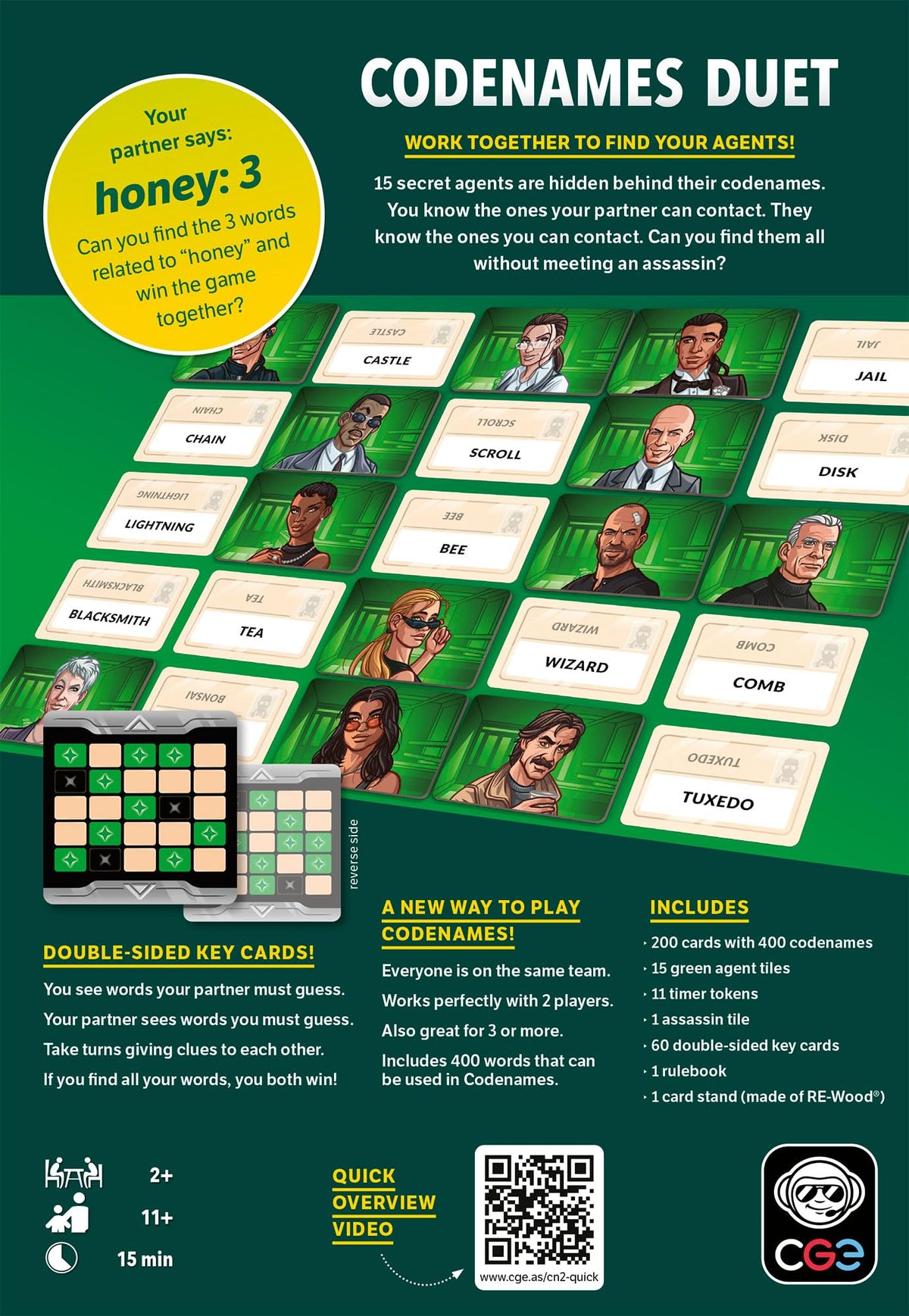 CGE Codenames Duet 2E agent tokens during the guessing phase.