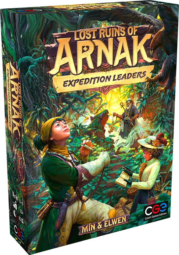 CGE Lost Ruins of Arnak Expedition Leaders leader board with asymmetrical powers.