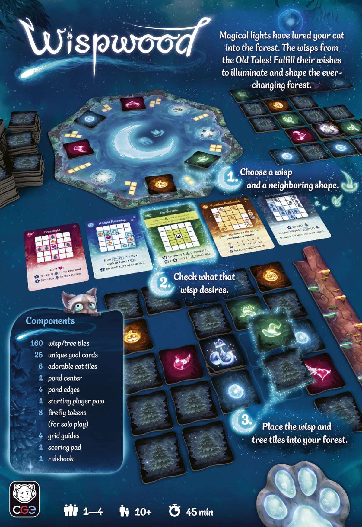 CGE Wispwood wisp-placement-puzzle guides careful placement and evolving board