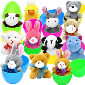 CH HAICHENG 12-pack eggs with plush toys inside for exciting Easter hunts.