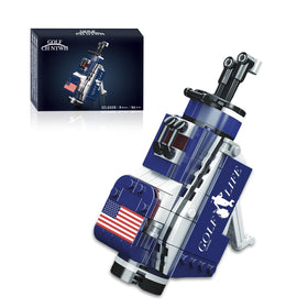 CH NTWH Golf Bag Toy Building Set showcases a miniature golf bag with flag for desk decor