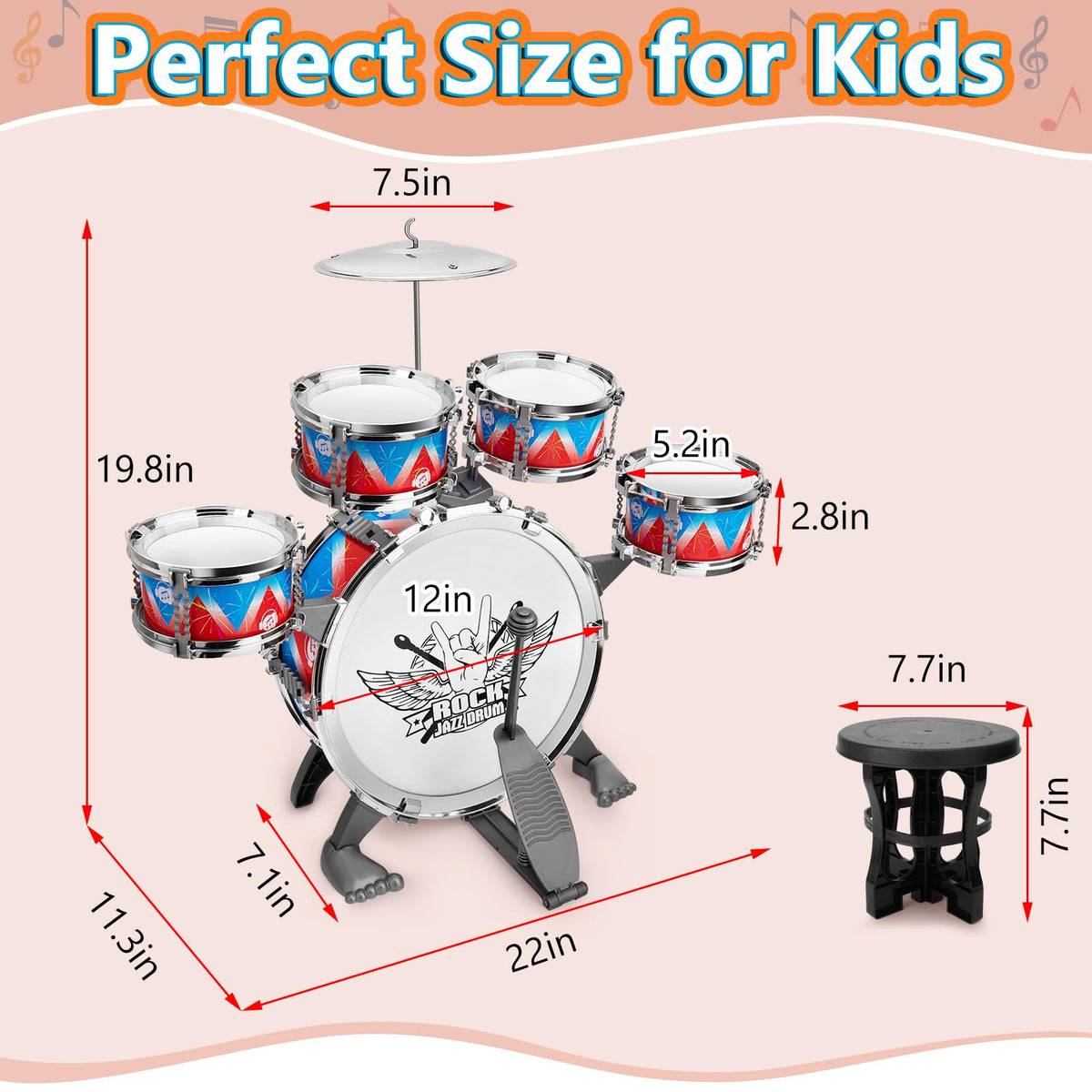CHADRIGIVS Toddlers Drum Set Pedal for authentic drumming action