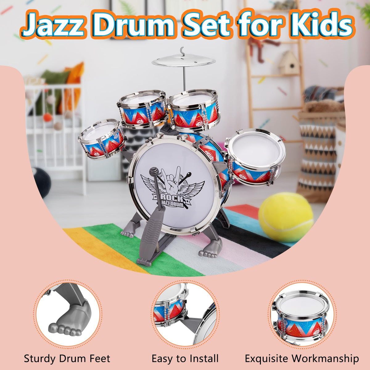 CHADRIGIVS Toddlers Drum Set Snare Drum Front for rhythm exploration