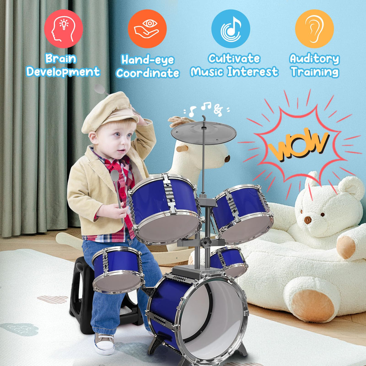 CHADRIGIVS upgraded kids drum set center drums double layer for stability