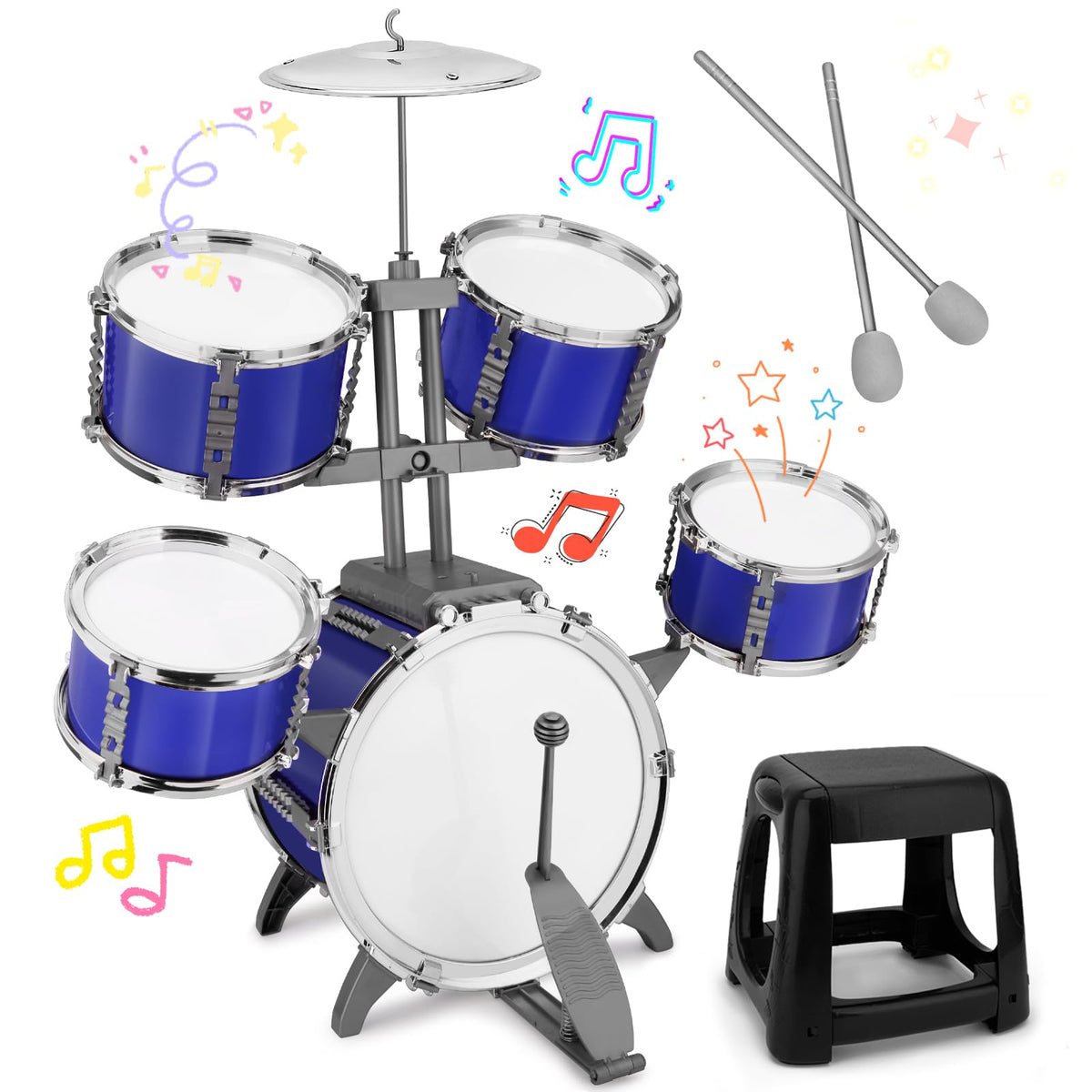 CHADRIGIVS upgraded kids drum set full view showing complete kit