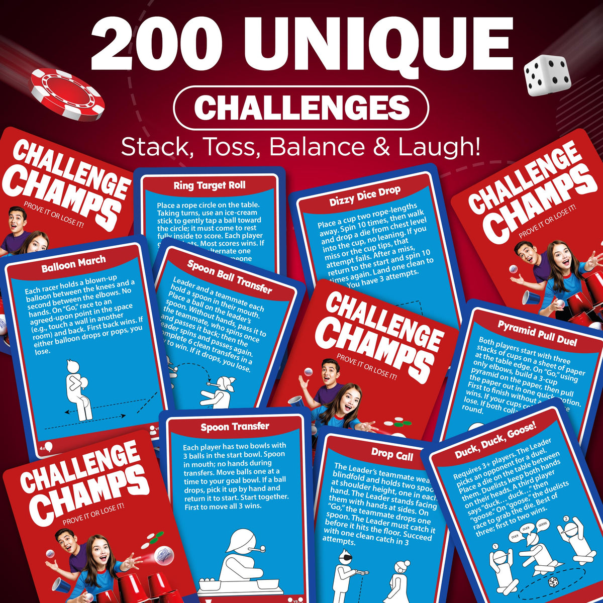 Challenge Champs Action promotes teamwork in office or classroom play sessions.