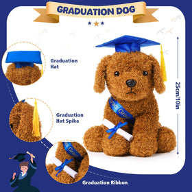 Chalyna 10-inch grad dog plush ready for cuddles and celebrations