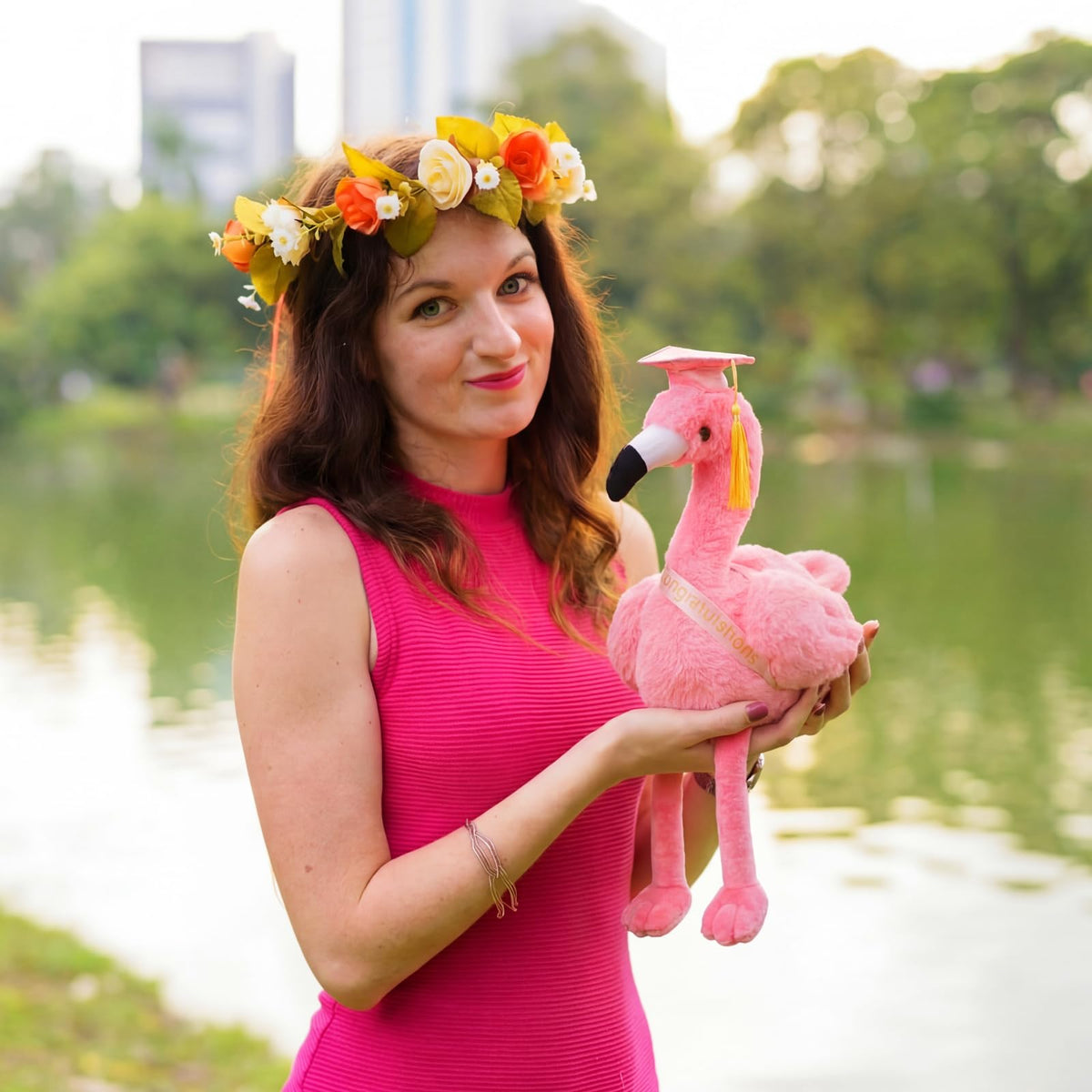 Chalyna flamingo plush pink color — bright, cheerful celebration decor.