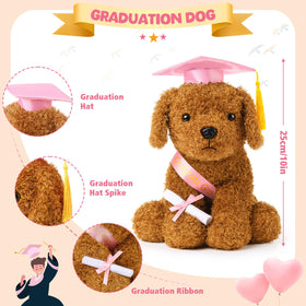 Chalyna graduation dog plush seated pose for display and gifting