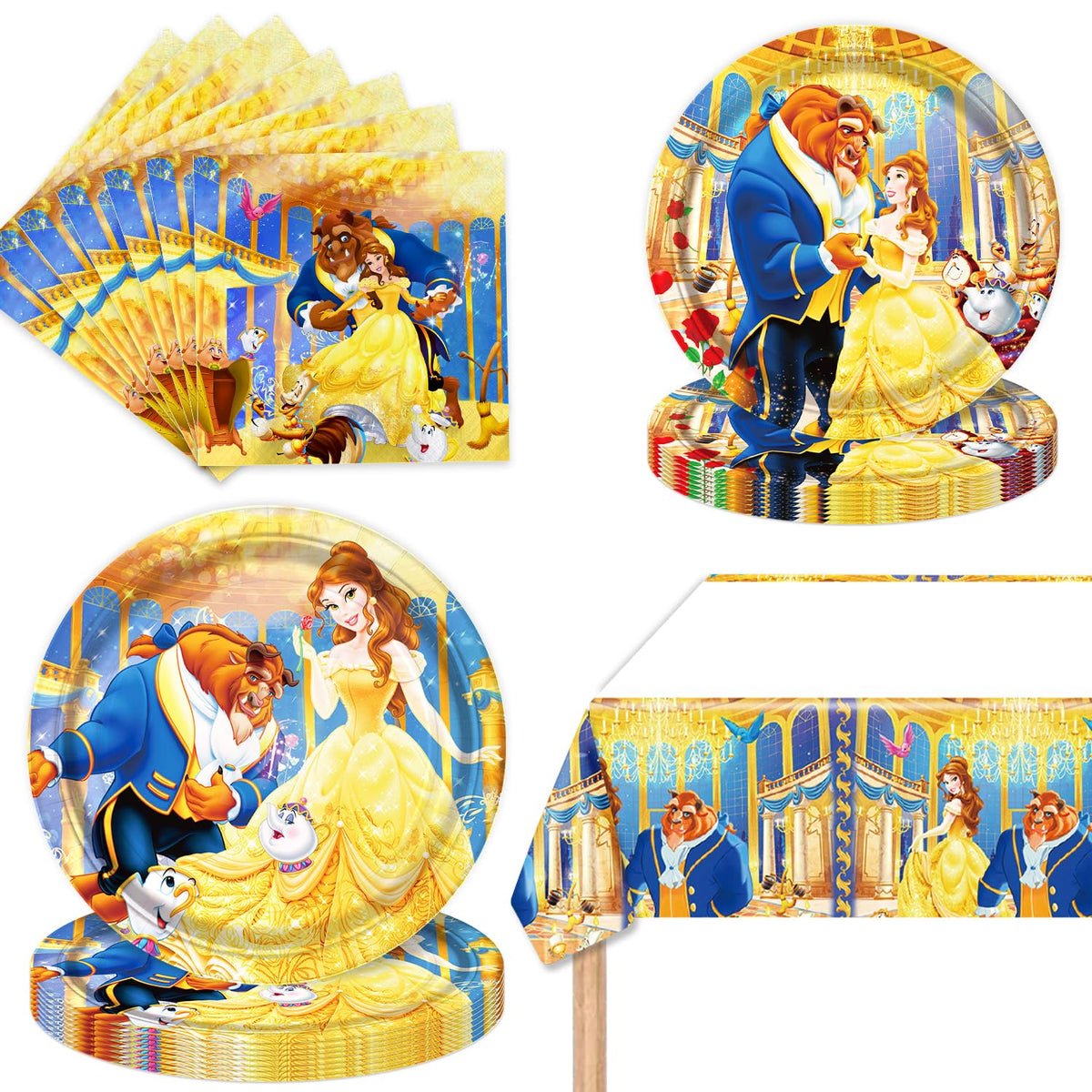 CHAMPBULL Beauty and the Beast 7inch plates close-up, durable for party snacks