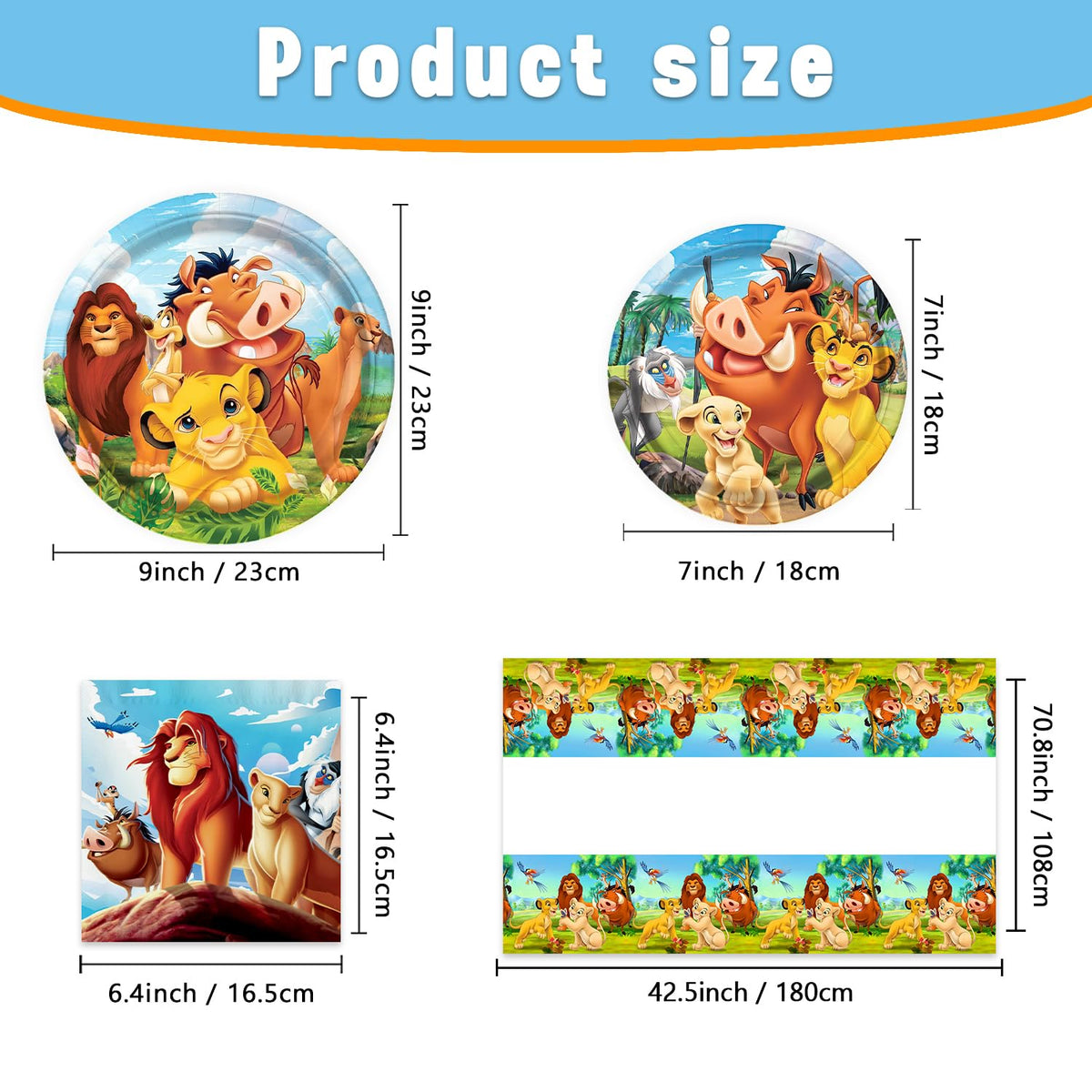 CHAMPBULL Lion-Kings 9-inch plates ideal for main courses at birthday celebrations.