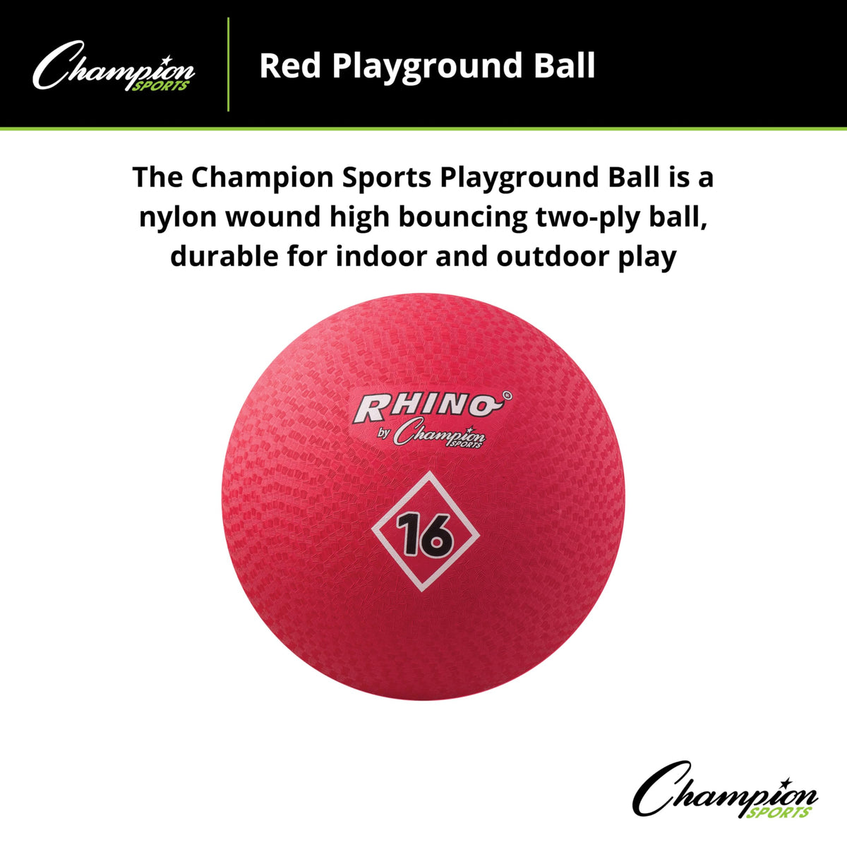 Champion Sports playground ball ships deflated for easy storage and quick setup.