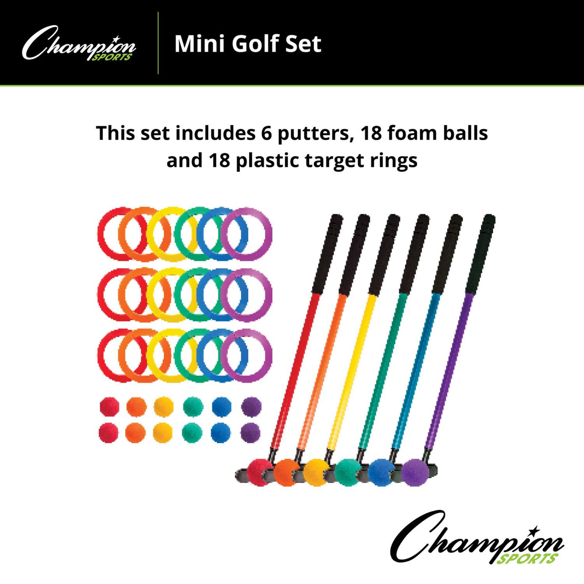 Durable BPA-free plastic from Champion Sports mini golf keeps kids safe