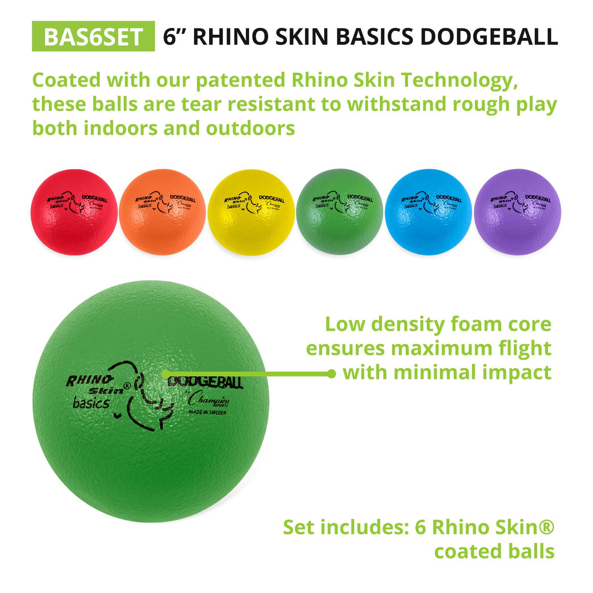 Foam-core design highlights light weight and controlled bounce for safer play.