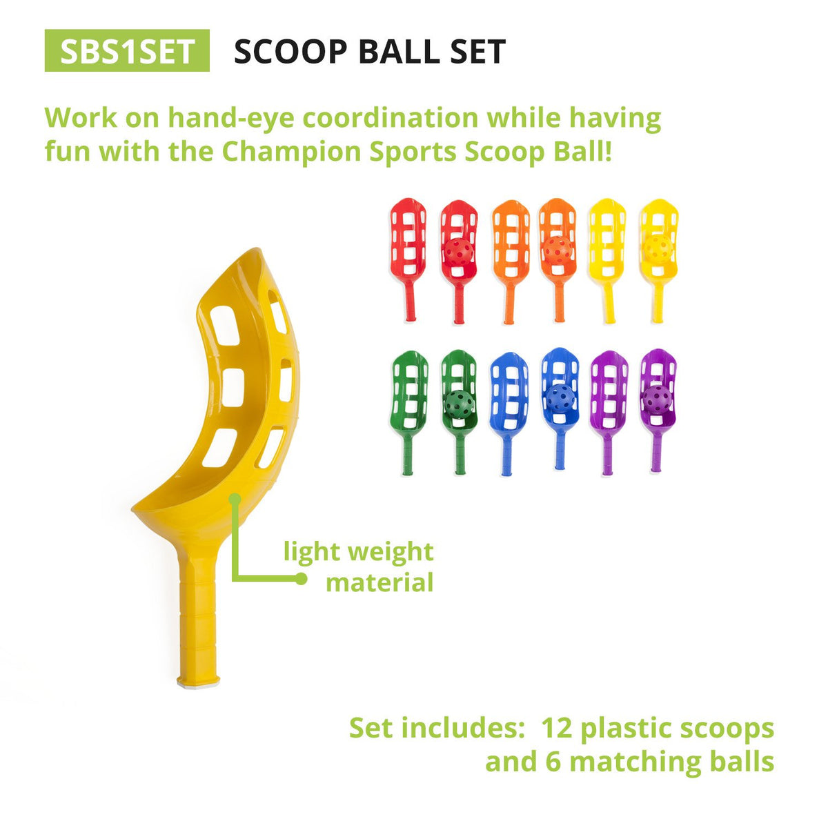 Champion Sports six-color blue scoops and ball for active outdoor play