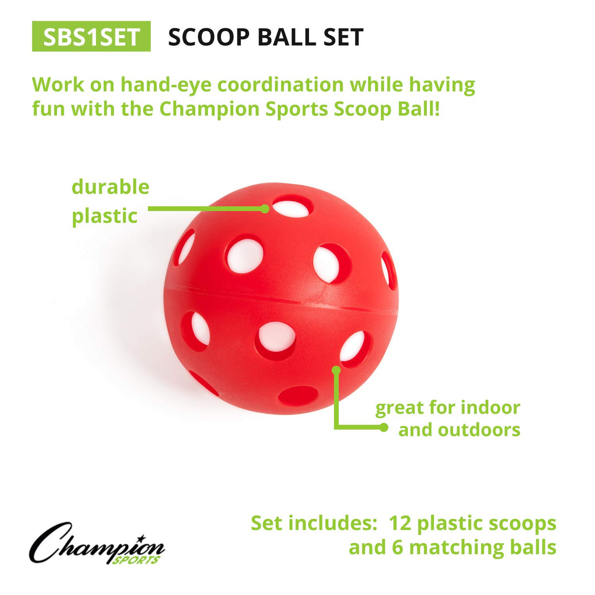 Champion Sports six-color orange scoops and ball for outdoor games