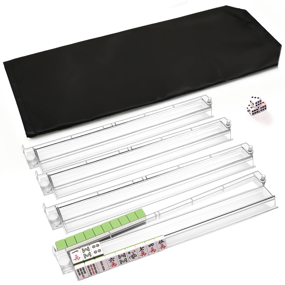 ChamThingzeal mahjong racks with pushers four-rack set for travel