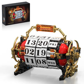 Chanbrick Retro Calendar Building Set angled view, enhances vintage desk decor and workspace charm
